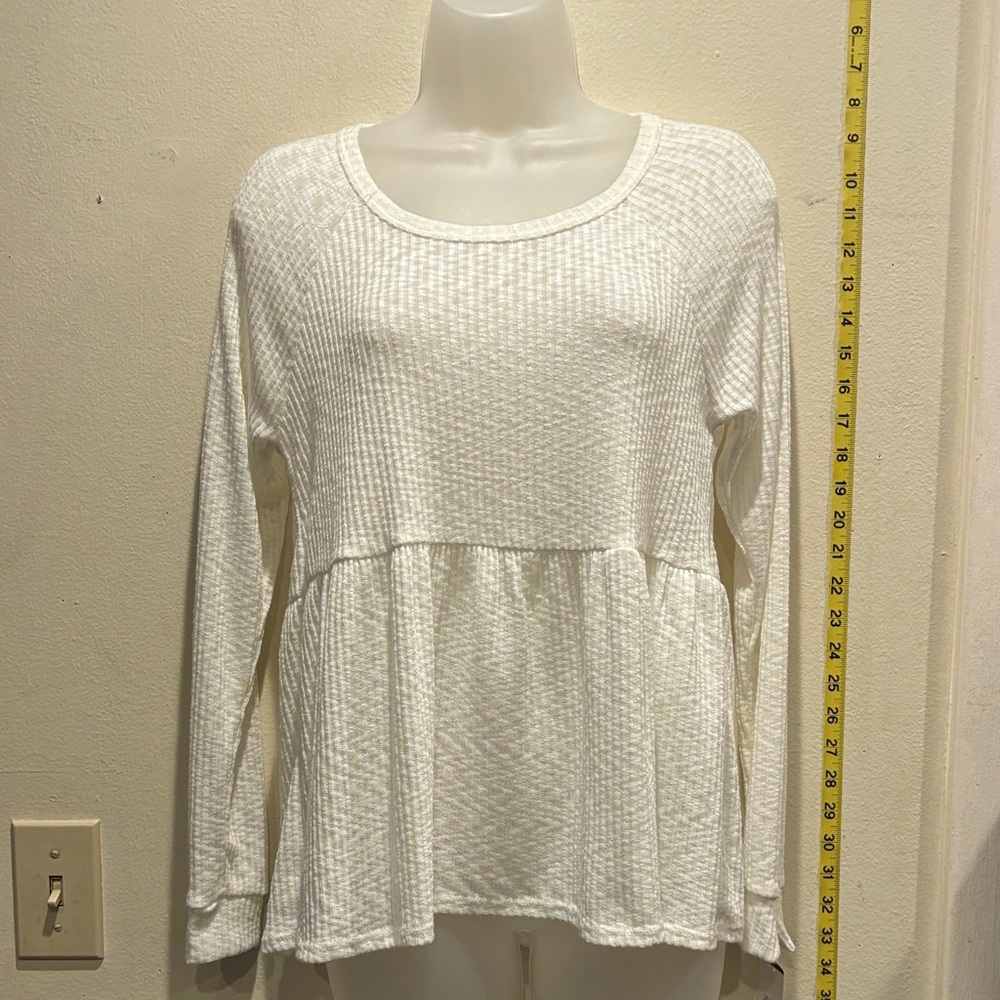 Dry Goods Cream Textured Long Sleeve Blouse